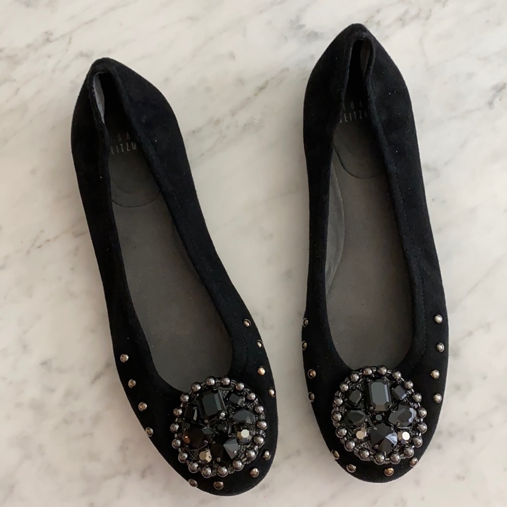 Stuart Weitzman black Flats size 7 with jewels